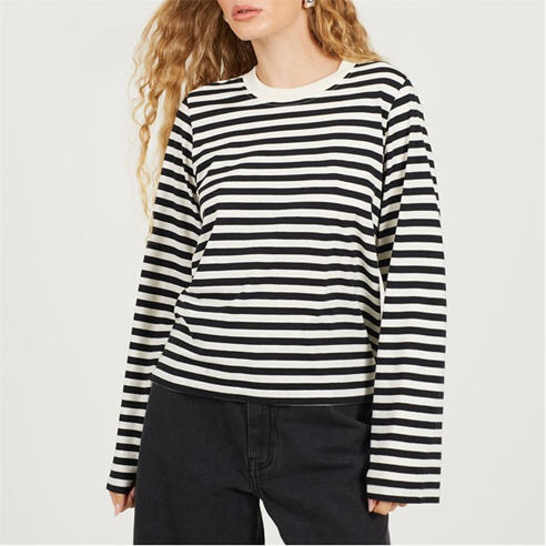 Brave Soul - BS Womens Crew Neck Long Sleeve Striped Top