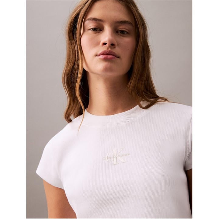 Calvin Klein Jeans Women's White Ckj Mono Baby T