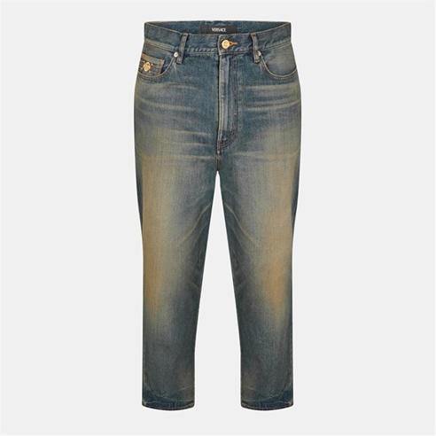 VERSACE - Men's Signature Hardware Durable Denim Straight Leg Jeans