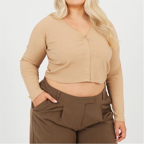 Brave Soul - Womens Plus Size Long Sleeve Top with Popper Fastening