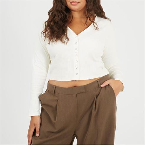 Brave Soul - Womens Plus Size Long Sleeve Top with Popper Fastening