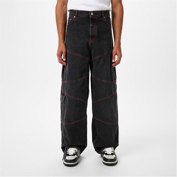 OFF-WHITE MEN'S SAMURAI STRAIGHT JEANS, ICONIC LOGO EMBROIDERY