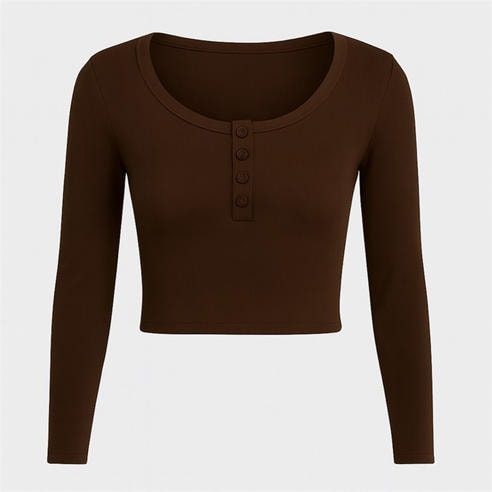 I Saw It First - Rib Button Front Long Sleeve Top