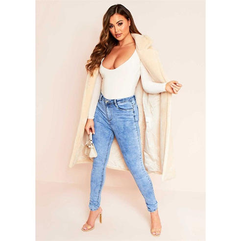 Missy Empire - Denim 5 Pocket Mid Wash Skinny Jeans
