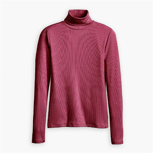 Levis - Women's Dreamy Turtleneck Burgundy Long Sleeve T-Shirt