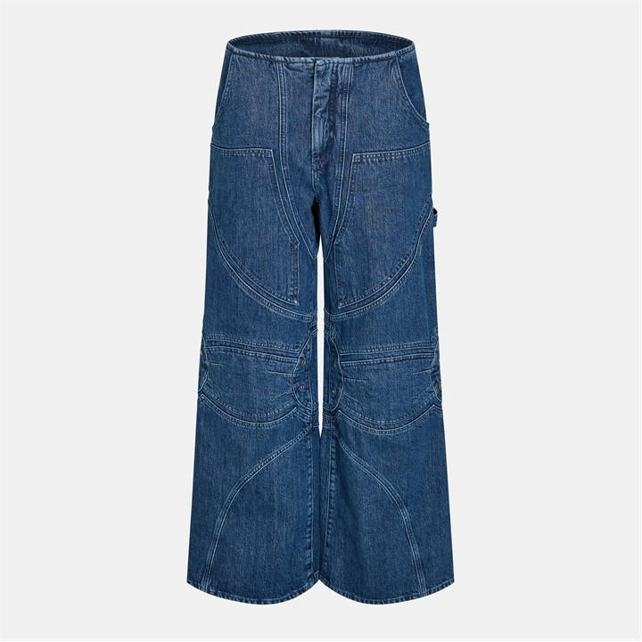 Off-white Ff Low Waist Jean In Blue