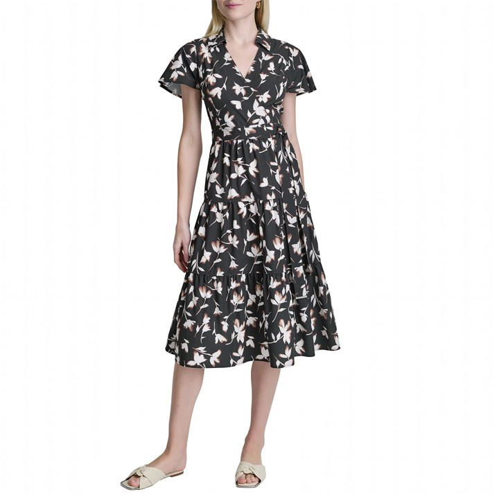 DKNY Women's Commute Midi Shirt Dress - Black