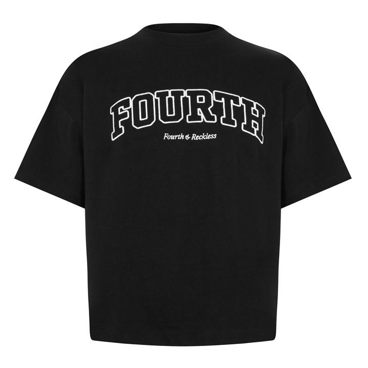 4th & Reckless Alice Logo-embroidered Cotton-jersey T-shirt In Black