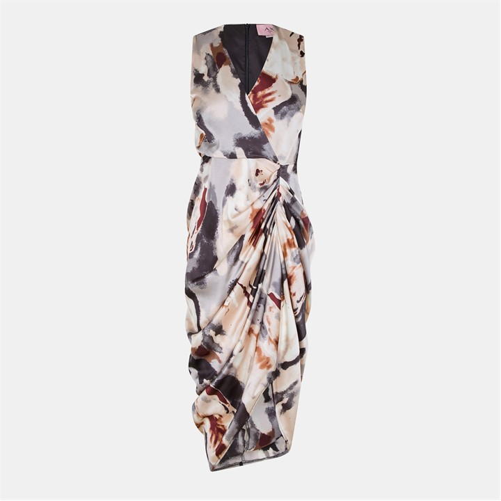 Ax Paris Marble Print Wrap Top Gathered Skirt Midi Dre