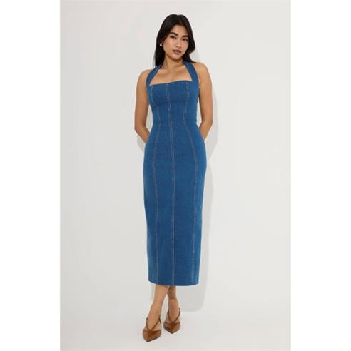 ODD MUSE - Womens Denim Midi Long Dress