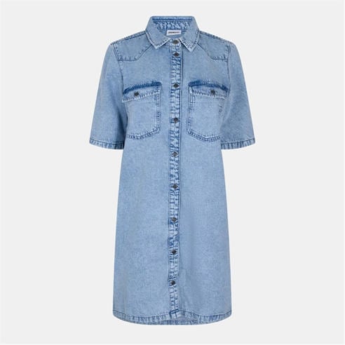 Noisy May - Women's Short Sleeve Denim Shirt Dress
