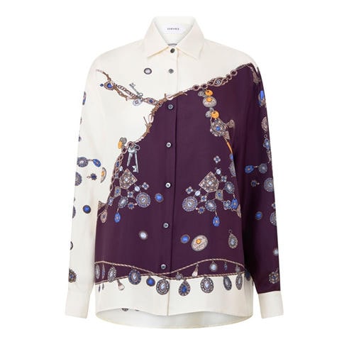 VERSACE - Women's Jewels Long-Sleeve Silk Patterned Shirt