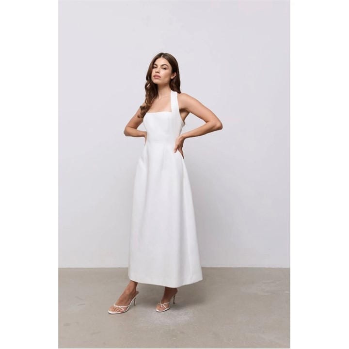 ODD MUSE Womens Halter Midi Maxi Dress - White