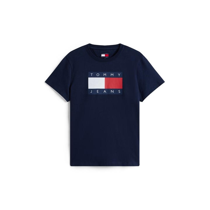 Tommy Jeans Women's Blue Tj Badge Rib Regular Fit T-Shirt