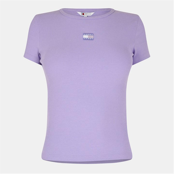 Tommy Jeans Women's Purple Tj Badge Rib Regular Fit T-Shirt