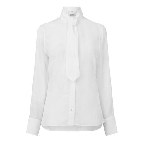 ALEXANDER MCQUEEN - Women's Alex Silk Long-Sleeve Tie-Neck Plain Shirt