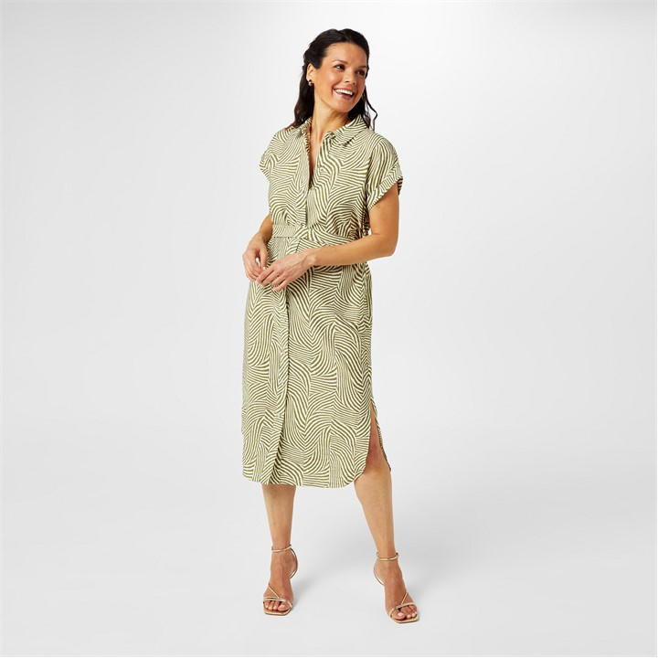 Biba Printed Shirt Dress In Green