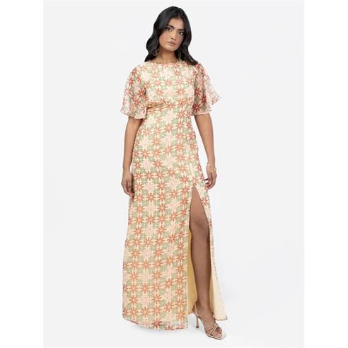 Anaya With Love - Anaya with Love Recycled Floral Print Open Back Maxi Dress with Split