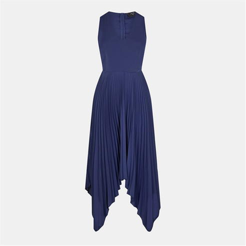 AX Paris - V Neck Pleated Skirt Belted Waist Midi Dress