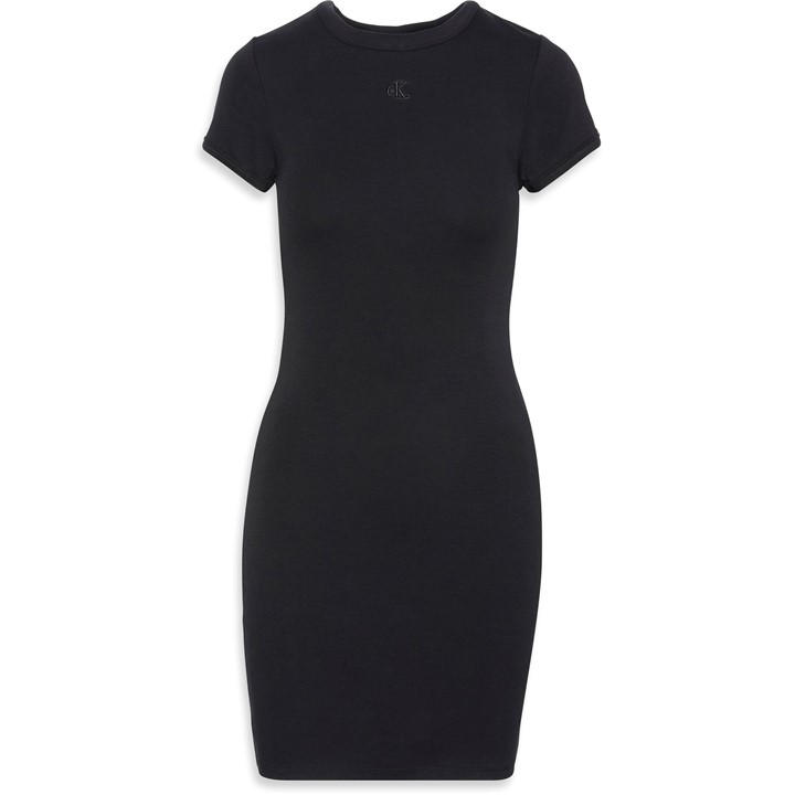 Calvin Klein Jeans Women's Black Ckj Ss Rib Dress Size 8
