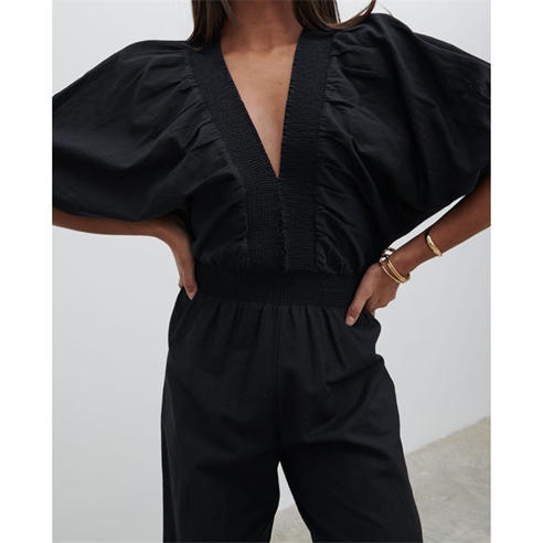 Pretty Lavish - Women's Bailey Cut-Out Cotton 3/4-Sleeve Jumpsuit