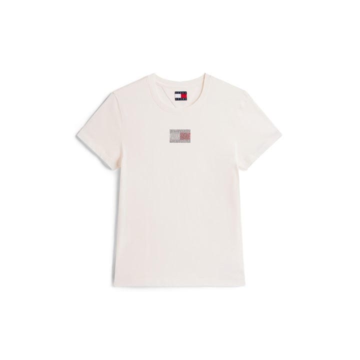 Tommy Jeans Women's White Tj Part Flag Regular Fit T-Shirt