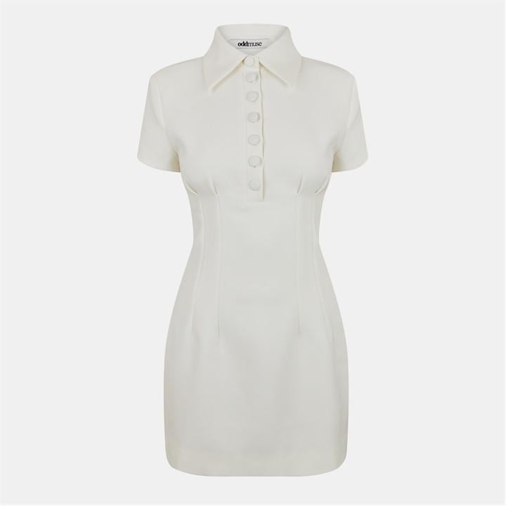 Odd Muse M The Ultimate Muse Collared Mini Dress In White