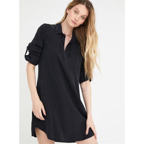 Bella Dahl - Women's Long-Sleeve A-Line Shirt Dress