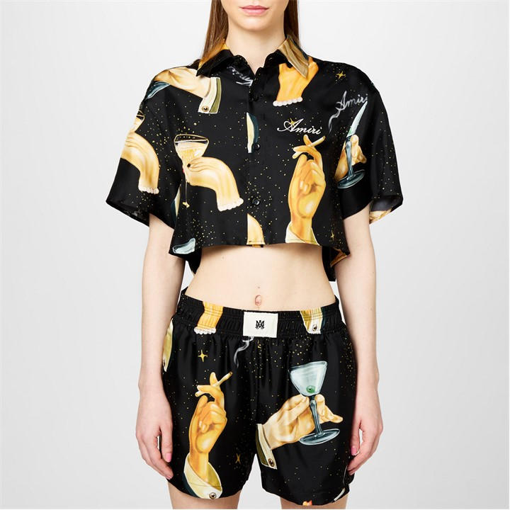 AMIRI CHAMPAIGN PRINT SILK SHIRT