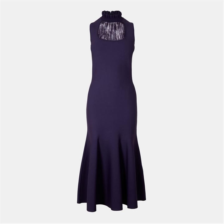 ALEXANDER MCQUEEN Women's Lace Midi A Line Dress - Purple