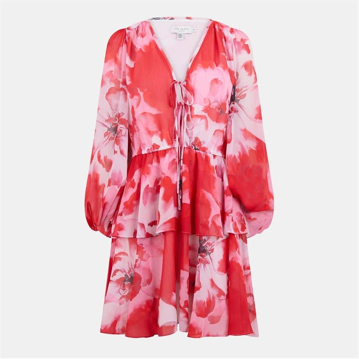 Ted Baker Women's Red Woven Dress Size 14