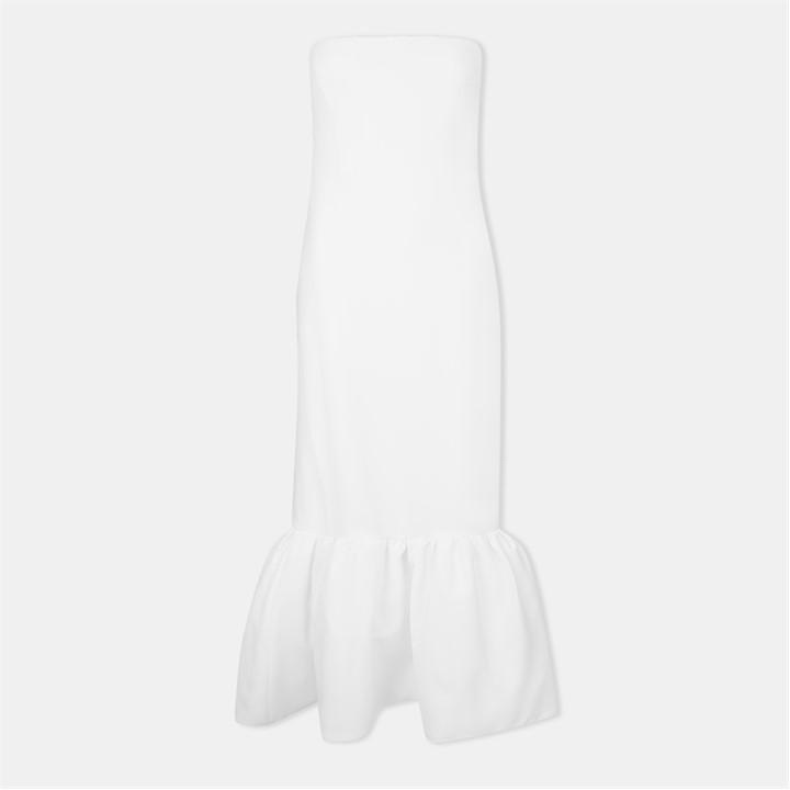 ODD MUSE Ultimate Muse Strapless Peplum Hem Midi Dress - White