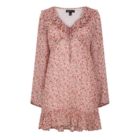 NOBODYS CHILD - Women's Carla Floral Long-Sleeve Mini Shirt Dress