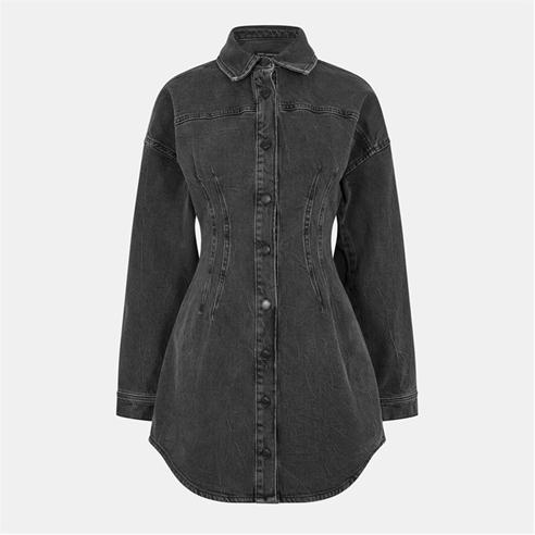 GOOD AMERICAN - Women's Shaped Denim Shirt Dress