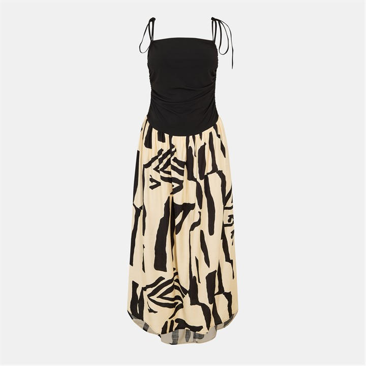 Ax Paris Drawstring Tie Straps Ruched Top Midi Dre