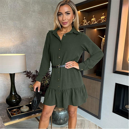 AX Paris - Long Sleeve Frill Hem Shirt Mini Dress