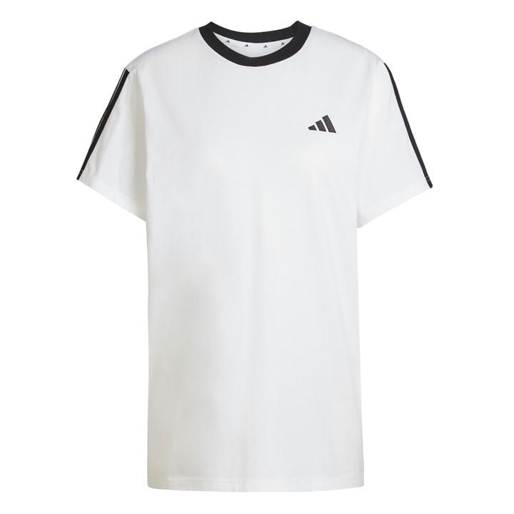 Adidas Women's White Essentials 3 Stripe T-Shirt Extra Small