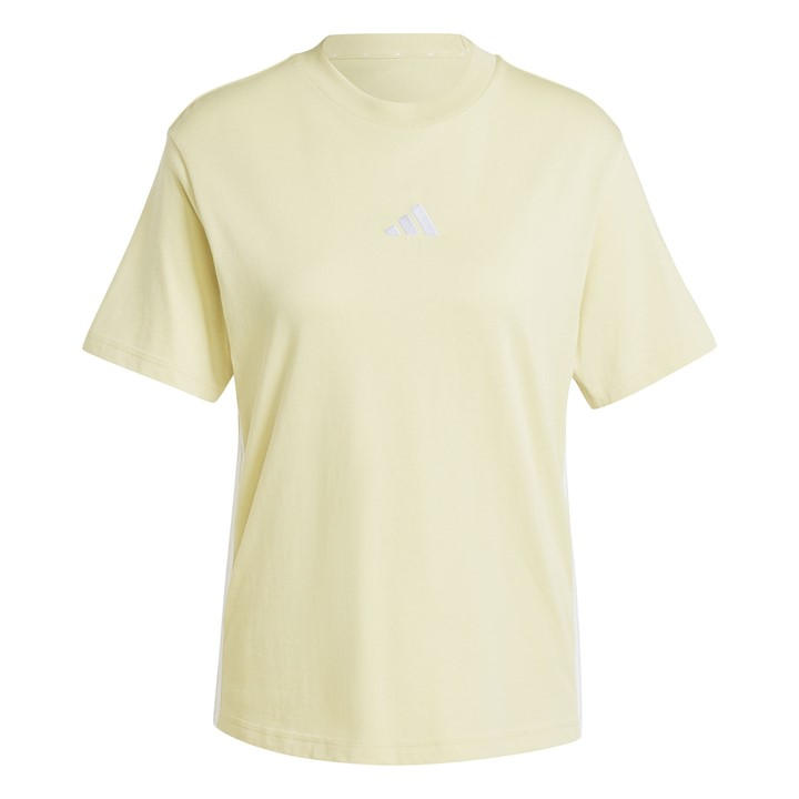 Adidas Women's Yellow Essentials 3 Stripe T-Shirt Extra Large