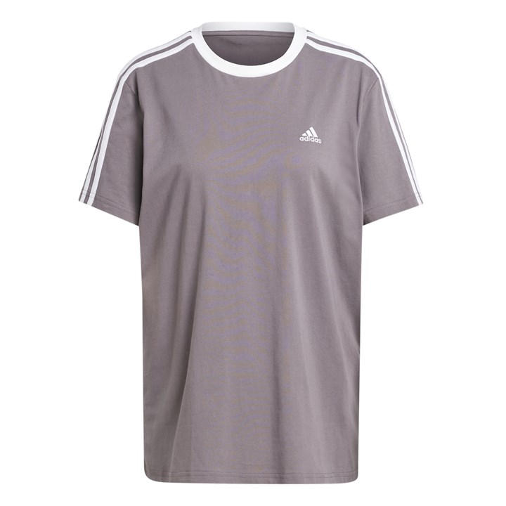 Adidas Women's Grey Essentials 3 Stripe T-Shirt Extra Small