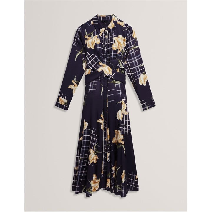 Ted Baker Women's Long Sleeve Print Midi Wrap Dress - Blue