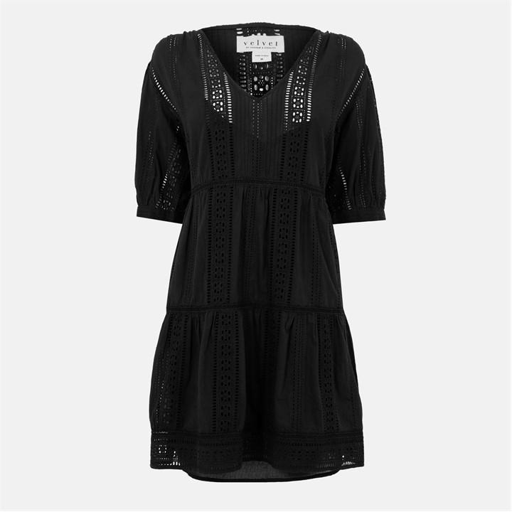Velvet by Graham and Spencer Women's Embroidered Shift Dress - Black