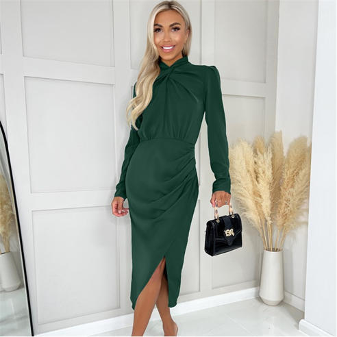 AX Paris - High Knot Neck Wrap Midi Dress