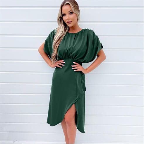 AX Paris - Teal Batwing Gathered Top Midi Dress