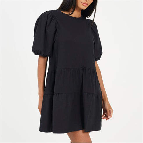 Brave Soul - Womens Puff Sleeve Crew Neck Mini Dress