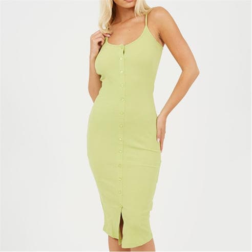 Brave Soul - Womens Heavy Rib Bodycon Dress with Button Front