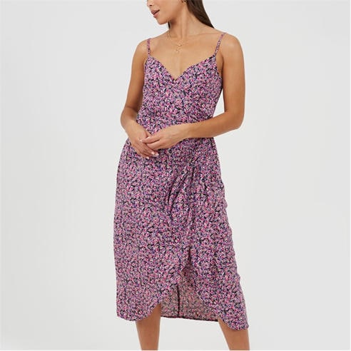 Brave Soul - Womens Strappy Printed Dress with Knot Detail