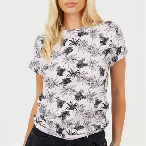Brave Soul - Womens Short Sleeve T-Shirt with Palm Tree Print