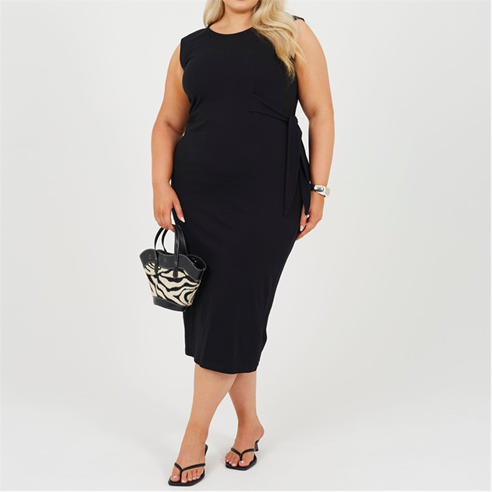 Brave Soul - Plus Size Vest Midi Dress with Tie Detail