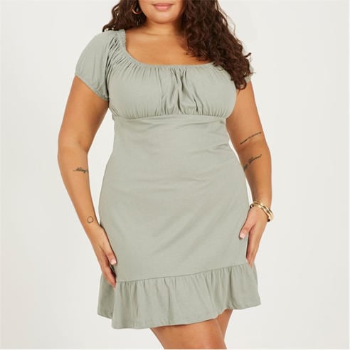 Brave Soul - Plus Size Milk Maid Dress with Puff Sleeve