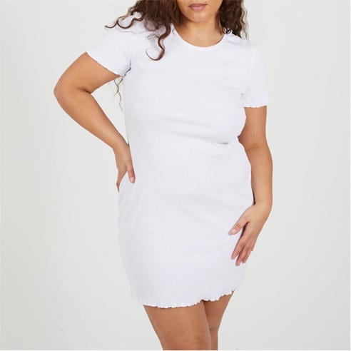 Brave Soul - Plus Size Lettuce Hem Mini T-shirt Dress